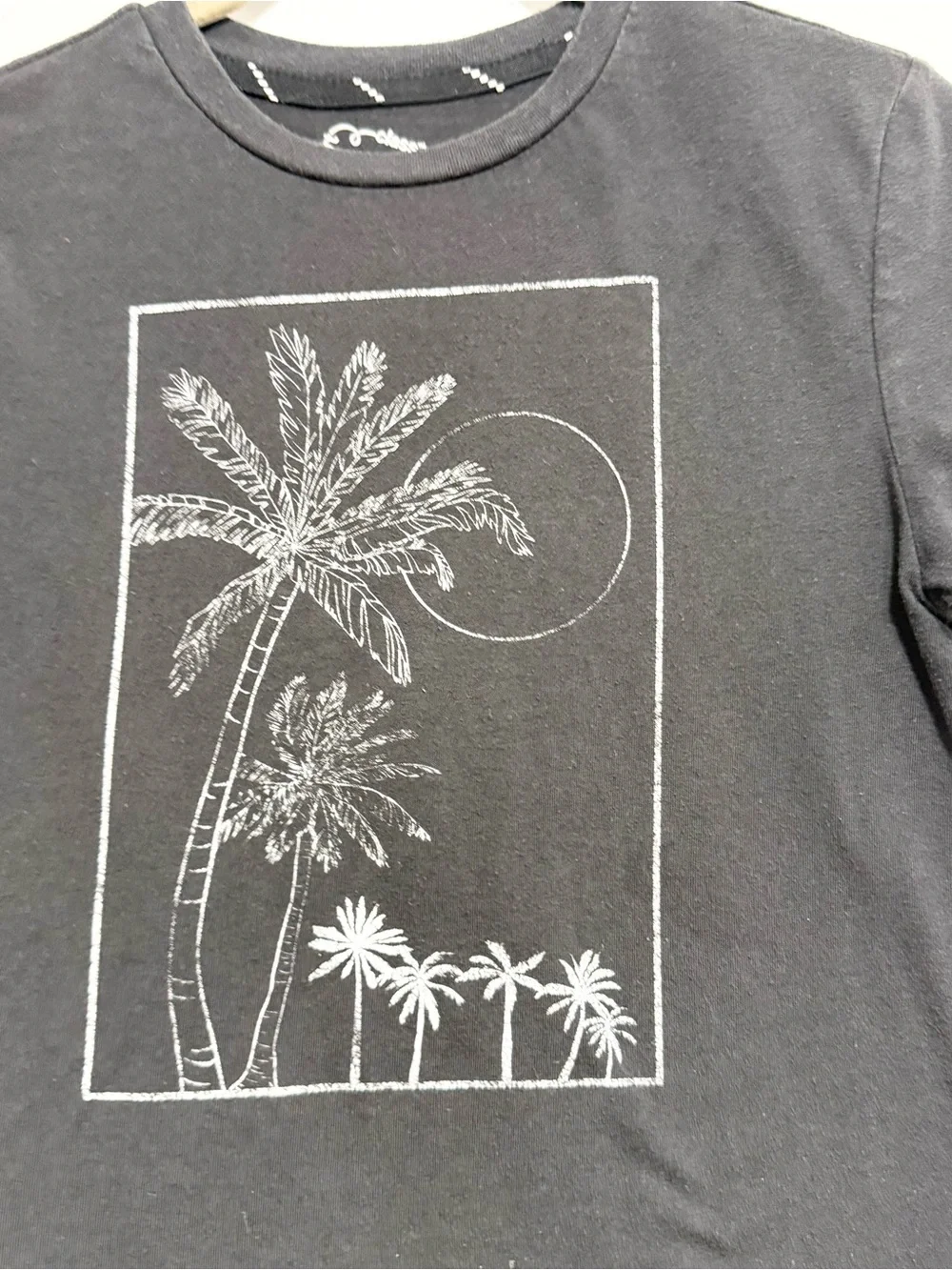 Art Class Palm Tree Graphic Tee Black Short Sleeve Kids Size Small